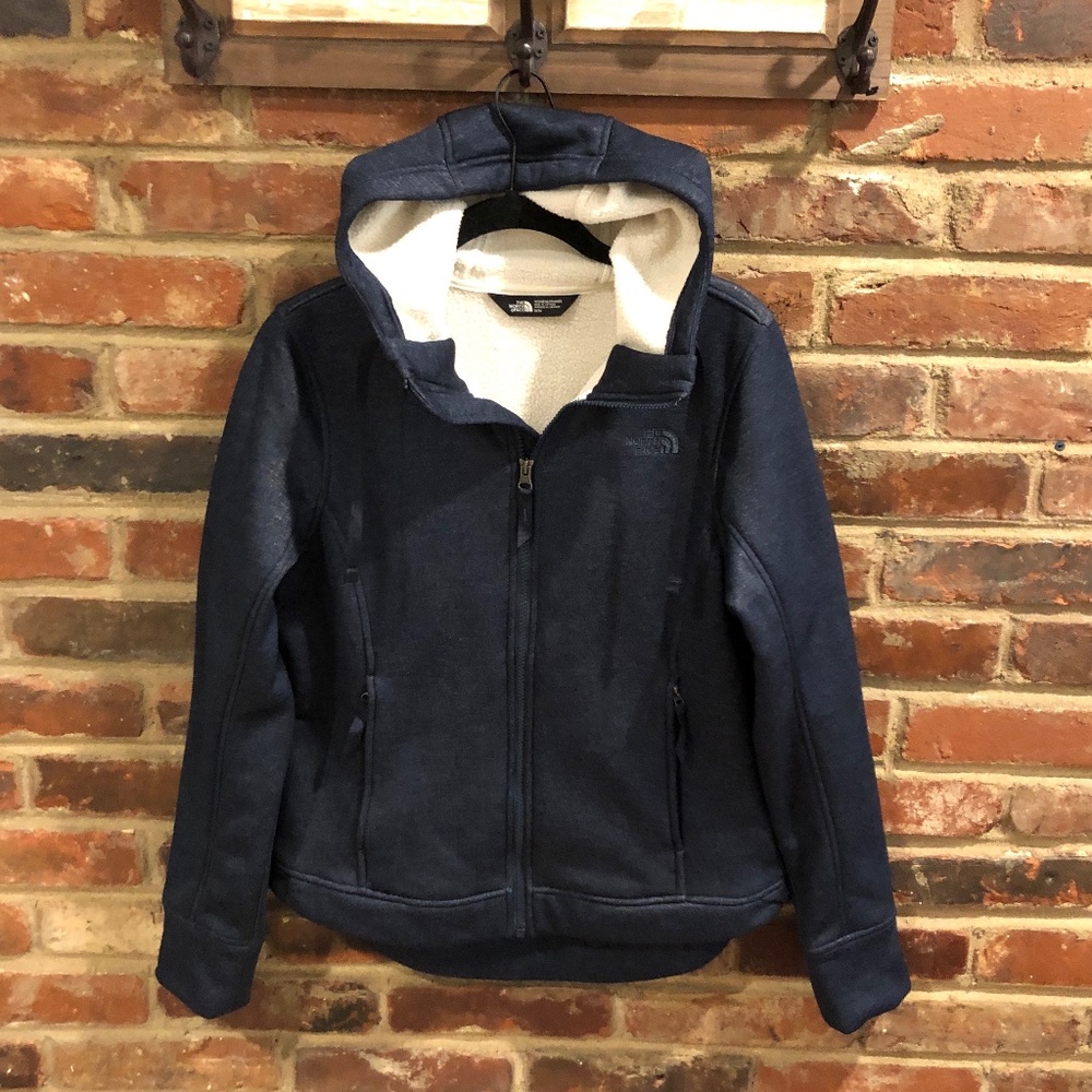 NWOT North Face Hooded Blue Fleece Zip Up - Sz M